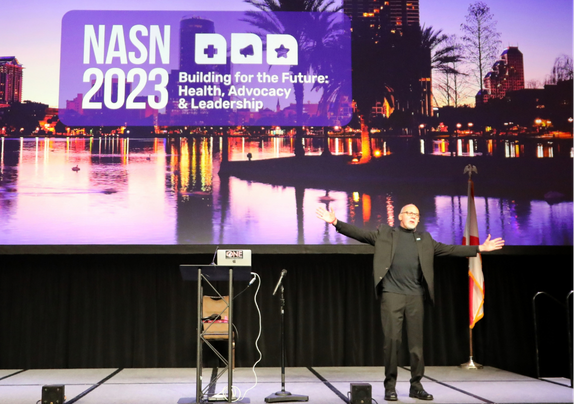 Keynoting the National Association of School Nurses' Annual Conference with 1400 nurses in Orlando. v2